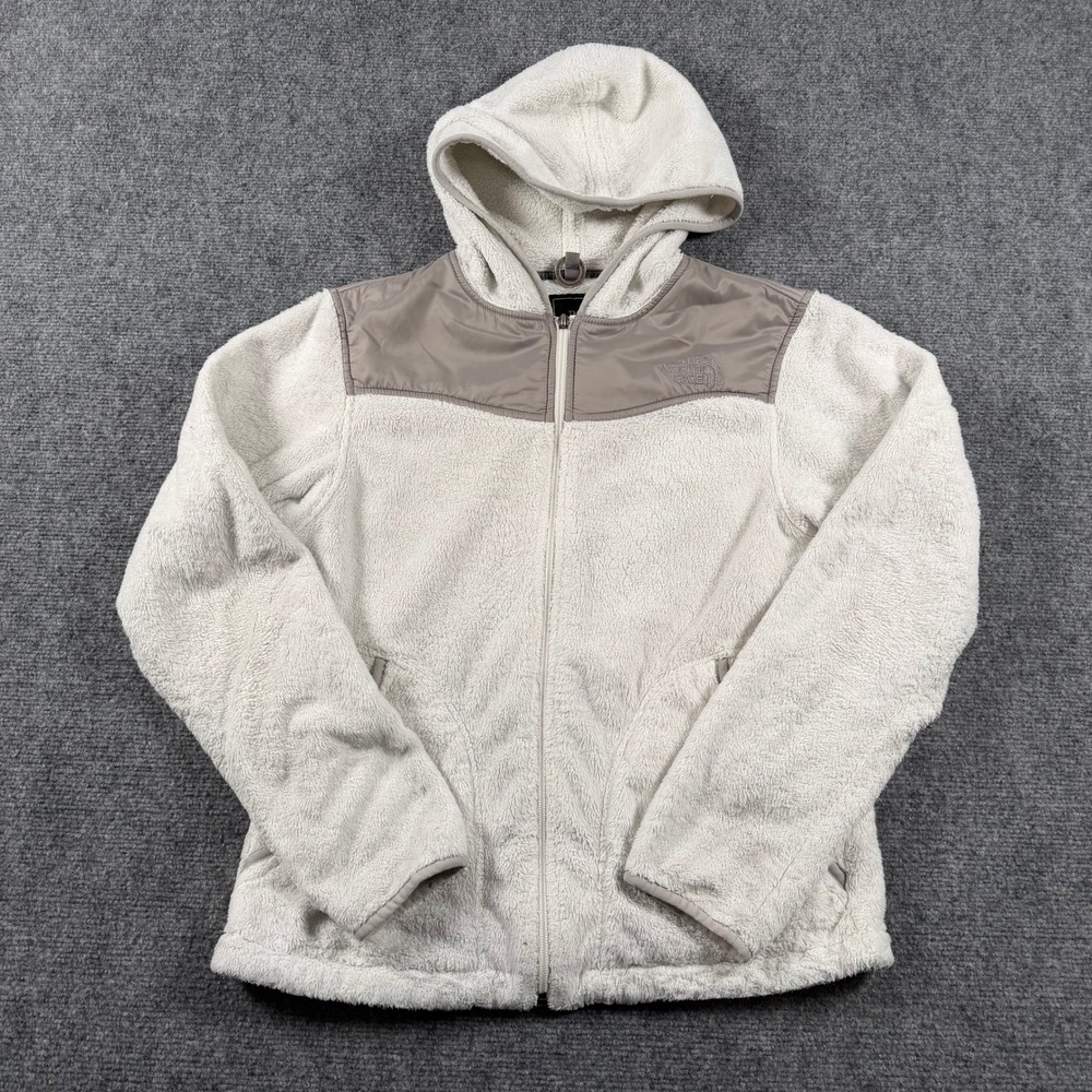 The North Face Fleece Hoodie Womens Medium White Gray Denali Style Osito Jacket